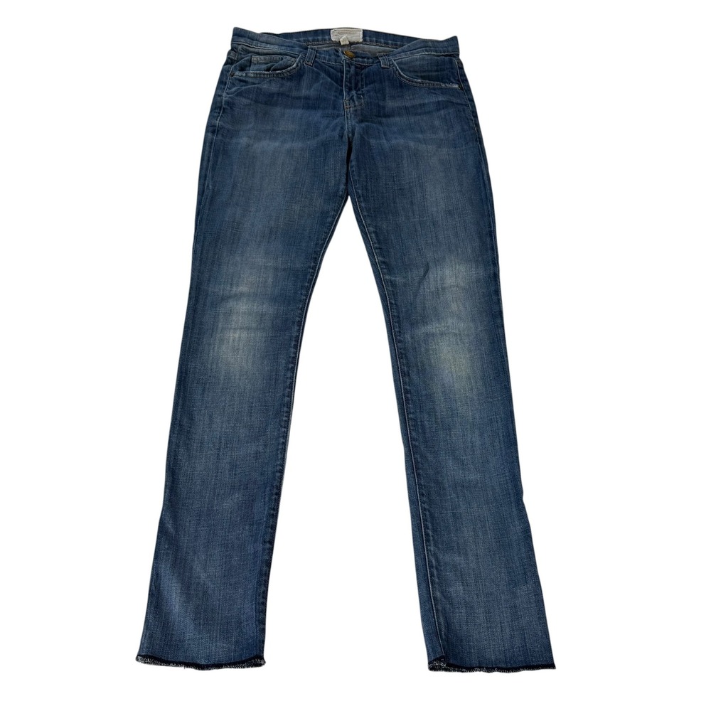 Current/Elliott The Roller Treasure Blue Straight Leg Raw Hem Jeans Size 0 / 25